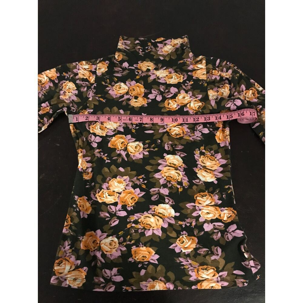 NWT Anthro Floral Turtleneck Top XS Puff Sleeve Brown Boho - Picture 5 of 12